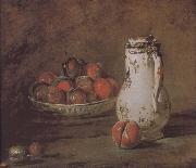 Loaded peaches and plums in a bowl of water Jean Baptiste Simeon Chardin